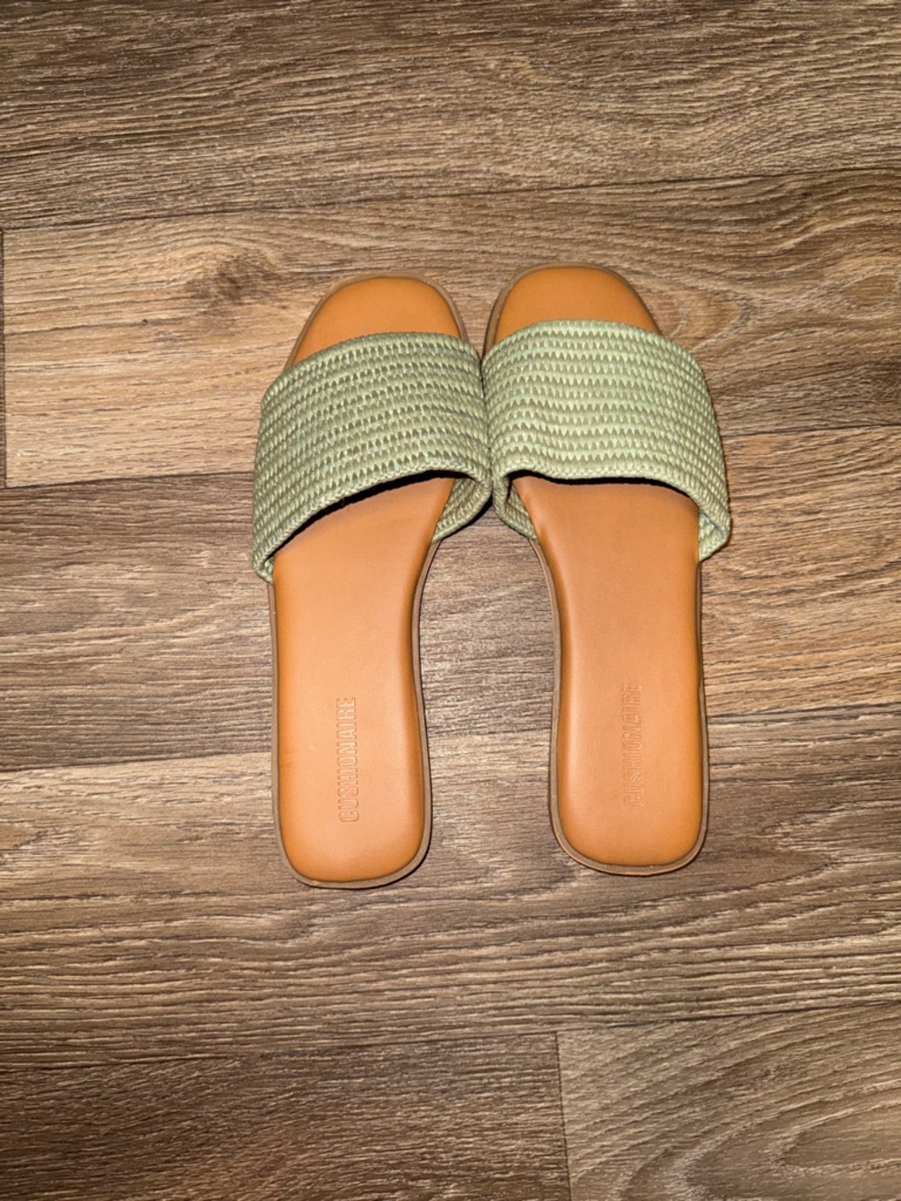 Cushionaire Woven Slide Sandals Sage Green Size 9
